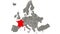 France country blinking red highlighted in map of Europe