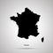 France country map, simple black silhouette on gray
