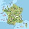 France country typical tourist places and borders geography outline map