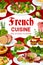 France cuisine vector French food dishes poster