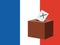 France election concept. Voting at the ballot box with  a big French flag