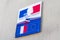 France and europe flag sign with writing  liberte egalite fraternite means in french freedom equality fraternity