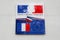 France and europe flag with writing liberte egalite fraternite means in french freedom equality fraternity