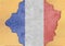 France flag abstract in facade structure big damaged grudge concrete