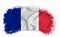 France flag, brush stroke, typography, lettering, logo, label, banner on a white background