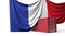 France flag draped over a commercial trade shipping container. 3D Rendering