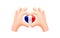 France flag in form of hand heart. National flag concept. Vector