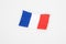 France flag french tricolor little piece of fabric on white background