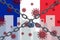 France flag with outbreak deadly coronavirus covid-19. Coronavirus quarantine concept. Coronavirus outbreak in France.