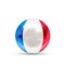 France flag projected as a glossy sphere on a white background
