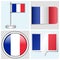 France flag - set of sticker, button, label