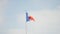 France flag in windy weather on a background of blue sky