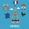 France flat travel and landmark icons