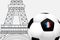 France football 2016. Soccer ball with French flag colors and the Eiffel Tower.