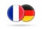 France and Germany circle flags. 3d icon. Round German and French national symbols. Vector illustration