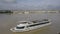 France, Gironde, Bordeaux, June, 18, 2018, Aerial View Tourist boat Garonne River