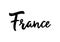 France handwritten calligraphy name of European country.