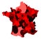 France with hearts, love, red tones, isolated.