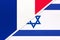 France and Israel, symbol of national flags from textile. Championship between two countries