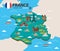 France landmark and travel map.