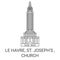 France, Le Havre, St. Joseph's , Church travel landmark vector illustration