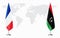 France and Libya flags for official meeting
