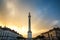 France, Loire Atlantique, Nantes, place Marechal Foch, statue of Louis XVI on a column at Sunset