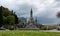 FRANCE, LOURDES. View of the cathedral in Lourdes