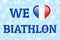 France love biathlon vector poster. Heart with French national flag. Print for clothes, fancier flags. Heart, target, sight icons.