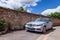 France Lyon 2019-06-20 closeup luxury silver German car sedan premium Mercedes C class with EU registration number parked near