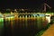 France, Lyon; Night view of the Saone River