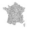 France map from black isolines or level line geographic topographic map grid. Vector illustration