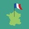 France map and flag. French banner and land area. State patriotic sign