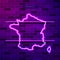 France map glowing purple neon lamp sign