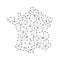 France map of polygonal mosaic lines, rays, dots vector illustration.