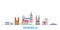 France, Marseille line cityscape, flat vector. Travel city landmark, oultine illustration, line world icons