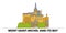 France, Mont Saint Michel And Its Bay Landmark flat landmarks vector illustration. France, Mont Saint Michel And Its Bay
