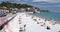 France, Nice, 15 May 2017: Promenade Anglais, Beautiful Public Beach, Tourists, Sunbath People, Swim, Sunny Day, People