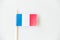 France paper flag on white background