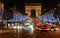 France. Paris. Champs Elysees and Arch de Triomphe