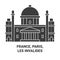 France, Paris, Les Invalides travel landmark vector illustration