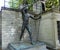 France, Paris, Montmartre Cemetery, tombstones with a naked young man