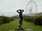 France, Paris, Tuileries Garden, bronze sculpture Baigneuse and Ferris wheel (Roue de Paris