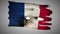 France perforated, burned, grunge waving flag loop alpha
