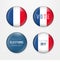 France Presidential Election Voting. Badges Set. A set of french buttons and caps.Vector Illustration.