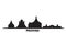France, Provins city skyline isolated vector illustration. France, Provins travel black cityscape