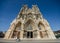 FRANCE REIMS 2018 AUG: view of the facade of the cathedrale of reims . It is the seat of the Archdiocese of Reims, where the kings