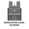 France, Reims,Notredame , De Reims travel landmark vector illustration
