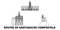 France, Routes Of Santiago De Compostela line travel skyline set. France, Routes Of Santiago De Compostela outline city