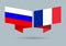 France and Russia flags. Russian and French national symbols. Vector illustration.